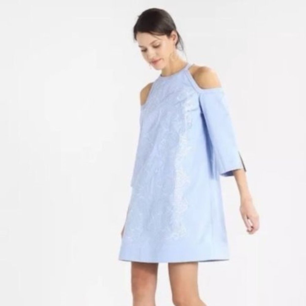 Ted Baker London Jetta Cold Shoulder Embroidered Dress